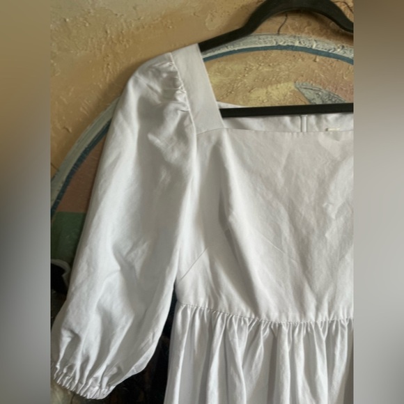 Emma Knudsen White Poplin Square neck Midi Dress - Picture 4 of 11